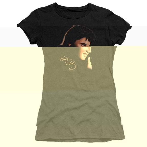Elvis Presley Warm Portrait Premium Junior Women's T-Shirt Black