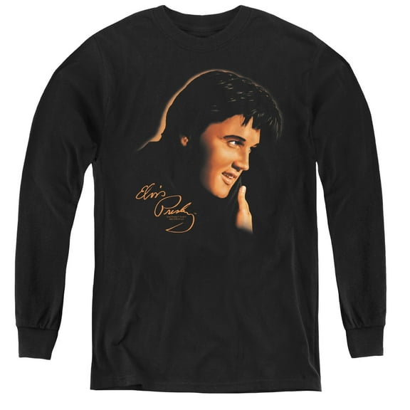 Elvis Presley Warm Portrait Youth Long Sleeve T-Shirt Black
