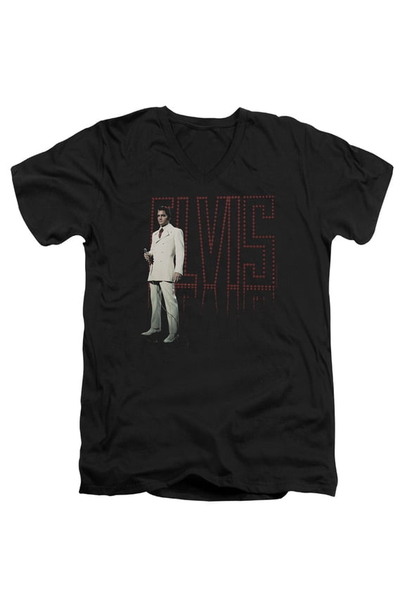 Elvis Presley - White Suit - Slim Fit V Neck Shirt - Medium