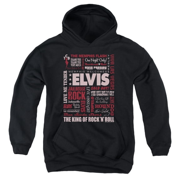 Elvis Presley Whole Lotta Type Youth Pullover Hoodie Sweatshirt Black
