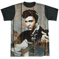 thumbnail image 1 of Elvis Presley - Woodgrain - Short Sleeve Black Back Shirt - Small, 1 of 4