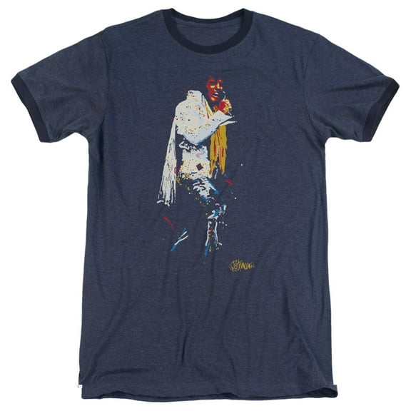 Elvis Presley Yellow Scarf Heather Ringer T-Shirt Navy