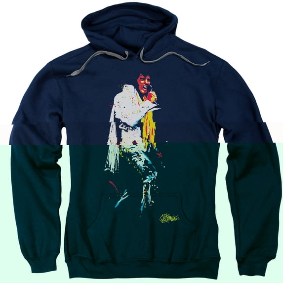 Elvis Presley Yellow Scarf Pullover Hoodie Sweatshirt Navy