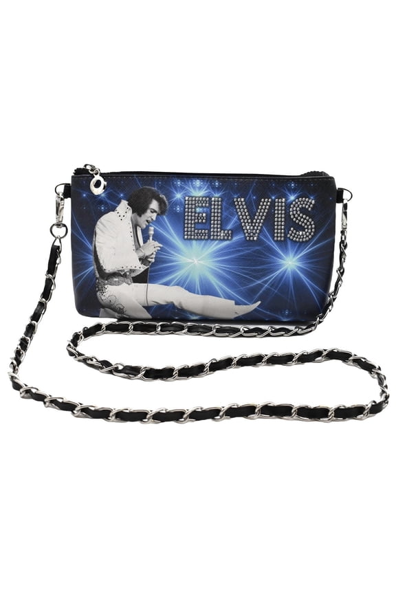 Elvis Presley blue handbag white jumpsuit shoulder chain and wristlet