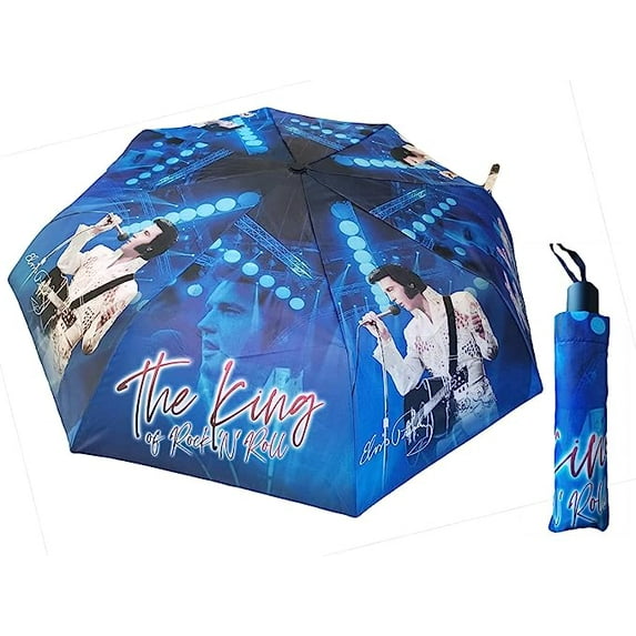 Elvis Presley in white jumpsuit Blue stick umbrella E8946