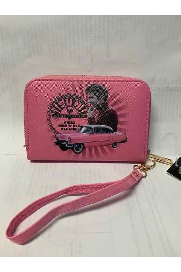 Elvis Presley pink Sun record zipper wallet with wristlet SRE6471