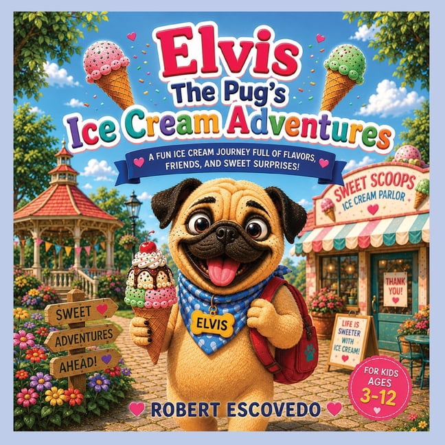 Elvis the Pug Elvis The Pug's Ice Cream Adventures: A Sweet Children's Picture Book About Ice Cream, Friendship, Fun Facts, and Learni, (Paperback)