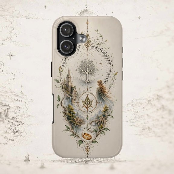 Elvish Village Phone Case for Phone 11 to 17 Tree of Life Floral Magic Design