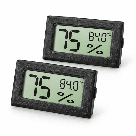 Elvoria Reptile Thermometer Humidity Gauge Digital Hygrometer Adhesive Reptile Terrarium Hydrometer Bearded Dragon Tank Accessories Pet Humidity Meter Supplies Leopard Crested Gecko Snake Lizard