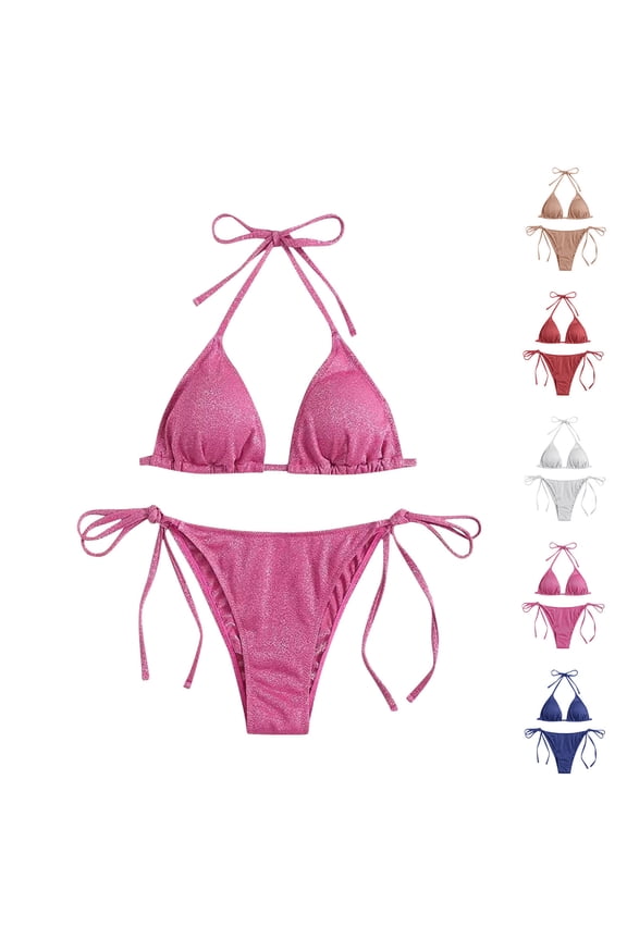 2 Piece Swimsuits for Women Split Bathing Suits Summer Solid Backless Sexy Womens Bikini Sets