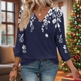 thumbnail image 1 of Elvqul 3/4 Sleeve Tops for Women Shirts Casual Graphic Pullover Cold Weather Womens Tops Loose Fit, 1 of 7