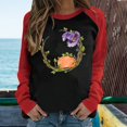 thumbnail image 1 of Elvqul 3/4 Sleeve Women T Shirts on Clearance Black Print Halloween Loose Crew Neck Tops, 1 of 4