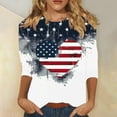 thumbnail image 1 of Elvqul American Flag Blouses for Women Independence Day 4th of July Tops 3/4 Sleeve Patriotic Eagle Pullover Womens T Shirts Round Neck, 1 of 5