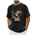 thumbnail image 1 of Elvqul American Flag Shirts for Men Independence Stylish Pullover Big and Tall Travel Short Sleeve Black Tee Shirts Fourth of July Crew Neck Mens Shirts Star, 1 of 5
