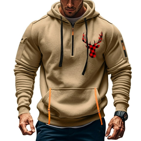 Elvqul Athletic Hoodies for Men Cute Christmas Shirts Pullover Long Sleeve with Pockets Mens Hoodies Y2K
