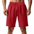 thumbnail image 1 of Elvqul Bermuda Shorts for Men Big and Tall Pull On Red Elastic Waist Summer Solid Drawstrings Mens Shorts Gym, 1 of 8