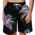 thumbnail image 1 of Elvqul Bermuda Shorts for Men Black Hawaiian Print Elastic Waist Drawstrings Pull On Mens Shorts, 1 of 4