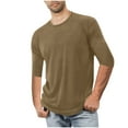 thumbnail image 1 of Elvqul Big And Tall T-Shirt for Men Elbow Sleeve Pullover Mens Shirts Plus Size Solid Crewneck Athletic Tee Khaki, 1 of 5