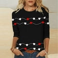 thumbnail image 1 of Elvqul Black Blouses for Women Love Print Soft T-Shirts Crew Neck Juniors Tops 3/4 Sleeve Blouses, 1 of 5