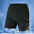 thumbnail image 1 of Elvqul Black Shorts for Men Zipper Running with Pockets Elastic Waist Athletic Workout Mens Shorts Summer, 1 of 9