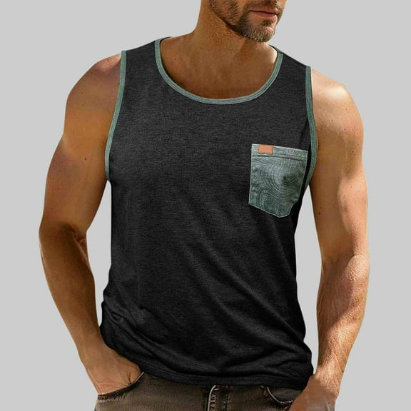 Elvqul Black Sleeveless Shirts for Men