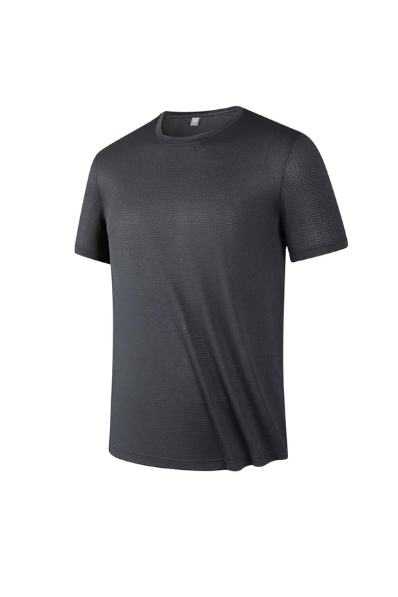 Black T-Shirts for Men Breathable Plain Pull on Outdoor Short Sleeve Workout Crew Neck Gym Mens Shirts Dry Fit