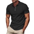 thumbnail image 1 of Vetsdori Black T-Shirts for Men Casual Solid Pull-On Short Sleeve Slim Fit Crewneck Collared Mens Shirts Summer, 1 of 6