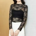 thumbnail image 1 of Elvqul Blouses for Women Long Sleeve Tops Fashion Lace Black Tshirts Crew Neck Solid Pullover Under $5 Blouses, 1 of 8