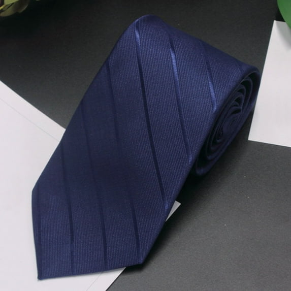 Elvqul Blue Necktie for Men Party Wedding Solid Color Business Club Necktie