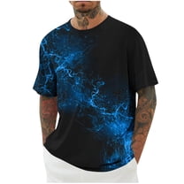 Vetsdori Blue Shirts for Men Print Short Sleeve Pullover Workout Fashion Athletic Cew Neck Loose Mens T-Shirts Travel
