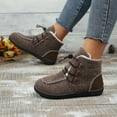 thumbnail image 1 of Elvqul Boots for Women,Womens Shoes,Flat Heel Short Winter Lace up Fleece Brown Ankle,Size 9.5, 1 of 9