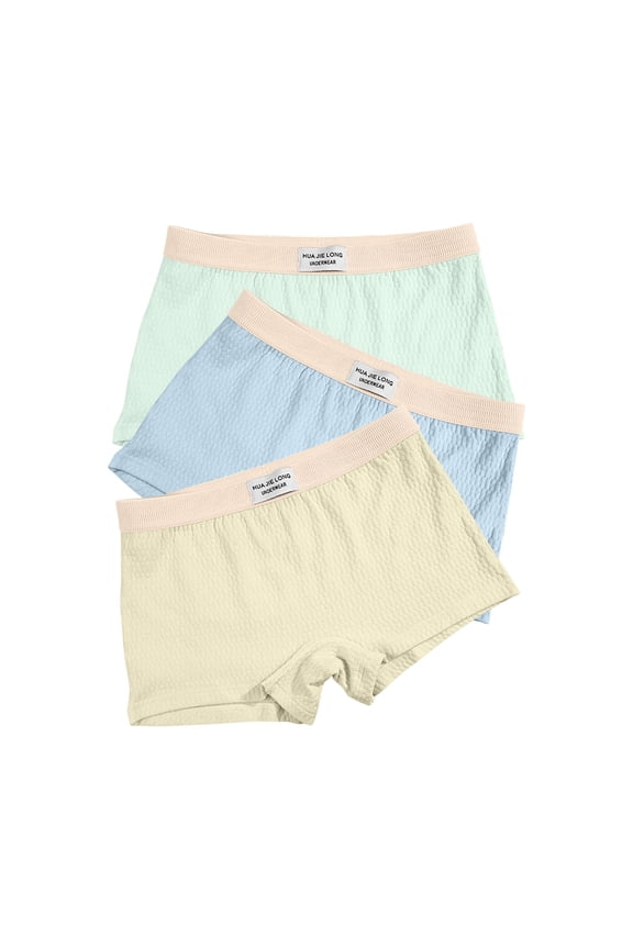 Boyshorts Underwear for Women Cotton Briefs 3 Pack Beige Soft Elastic Comfortable Ladies Boxers