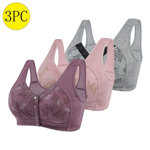 Elvqul Bras Women Wireless Plus Size 3 Pack Red Bralette Underwear Push-Up Nylon Bras