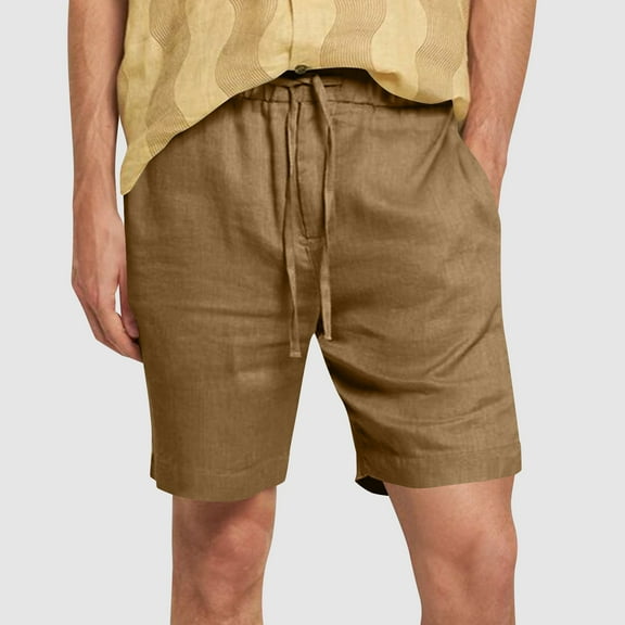 Elvqul Brown Shorts for Men Flat Front Big and Tall Solid Mens Shorts Summer
