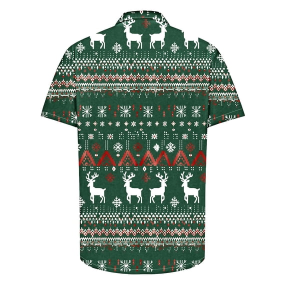 Elvqul Button up Shirts for Men Short Sleeve Cute Christmas Graphic Mens Shirts