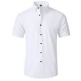 thumbnail image 1 of Elvqul Button up Shirts for Men White Solid Short Sleeve T-Shirts Business Turndown Collar Comfy Shirts, 1 of 2
