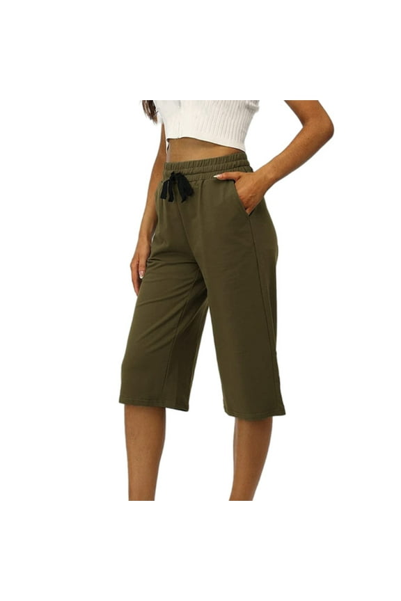 Capris Pants for Women Army Green Womens Pants Under $10 Cropped Summer Pockets Pants