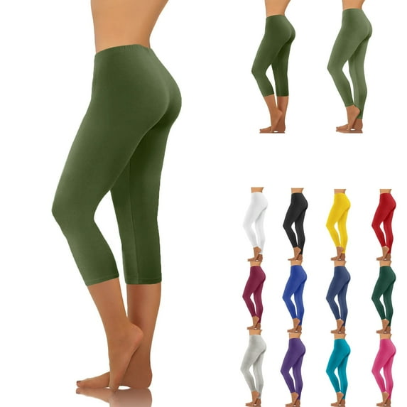 Elvqul Capris Pants for Women Army Green Womens Pants Under $10 Elastic Yoga Cropped Pants
