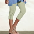thumbnail image 1 of Elvqul Capris for Women Plus Pull on Summer Breathable Elastic Waist Green Capris, 1 of 6