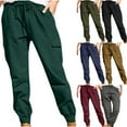 thumbnail image 1 of Elvqul Cargo Pants for Women High Waisted Comfortable Baggy Green Streetwear Pants, 1 of 9
