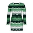 thumbnail image 1 of Elvqul Casual Dresses for Women Hollowed Blocked Dress Loose Green Party CrewNeck Tunic Long Sleeve Juniors Sweater Dress, 1 of 4