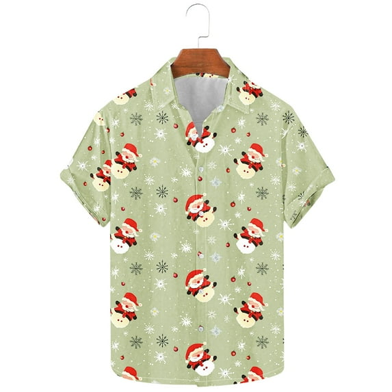 Elvqul Casual Shirts for Men Dressy Christmas Print Mens Shirts Button up