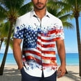 thumbnail image 1 of Elvqul Casual Shirts for Men Red Independence 4th of July American Flag T Shirts Travel Short Sleeve Eagle Collar Mens Shirts Button up, 1 of 6