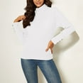 thumbnail image 1 of Hipattires Casual Sweaters for Women Thick Warm Solid Color Pullover Knitted Skinny Tops Comfy Long Sleeve White Womens Blouse Winter, 1 of 5