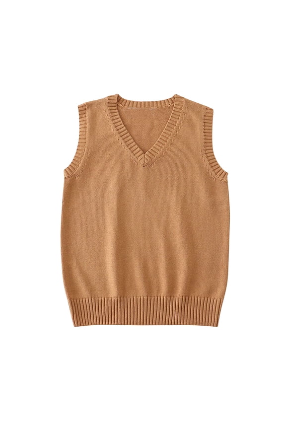 Casual Tops for Women Fall Khaki Pullover Warm V-Neck Sleeveless comfy Womens Sweaters