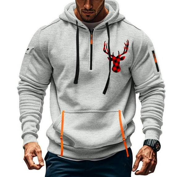 Elvqul Christmas Hoodies for Men Athletic with Pockets Shirts Fashion Pullover Vintage Mens Hoodies Big and Tall