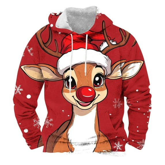 Elvqul Christmas Hoodies for Men Baggy Shirts Pullover Winter Y2K Vacation Mens Hoodies Long Sleeve