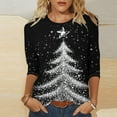 thumbnail image 1 of Elvqul Christmas Shirts for Women Merry Christmas Tops Plus Size Oversized 3/4 Sleeve Graphic Juniors Shirts Crewneck, 1 of 5