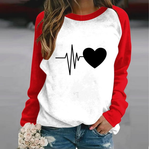 Elvqul Valentines Sweatshirts for Women Funny Tops Crewneck Holiday Graphic Womens Sweatshirts Long Sleeve