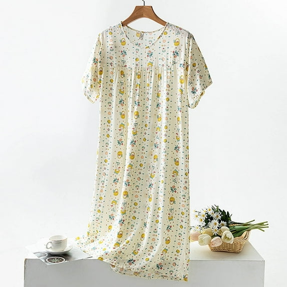 Elvqul Nightgowns for Women Under $10 Cotton Long Sleepwear for Women Pink Nightgowns